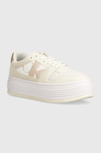 Tenisky Calvin Klein Jeans BOLD PLATF LOW LACE MIX NBS MTR béžová farba, YW0YW01482