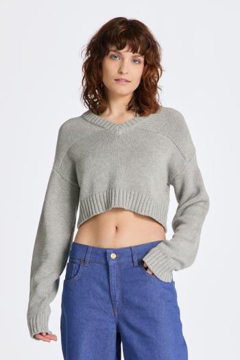 PULÓVER GANT CROPPED V-NECK GREY MELANGE