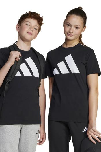 Detské bavlnené tričko adidas čierna farba, s potlačou, JC9660