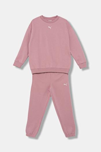 Detská tepláková súprava Puma Loungewear Oversized Sweat Suit FL G ružová farba, 689727