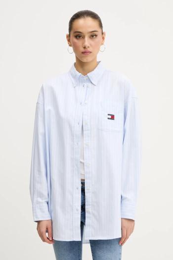 Bavlnená košeľa Tommy Jeans voľný strih, s klasickým golierom, DW0DW20289