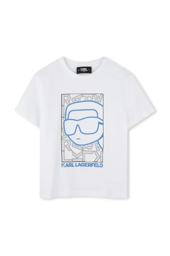 Detské bavlnené tričko Karl Lagerfeld biela farba, s potlačou, Z30563