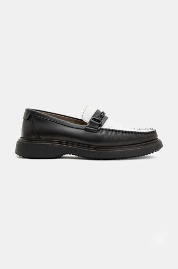 Kožené mokasíny AllSaints Gibbs Chain Loafer pánske, čierna farba, M011FB