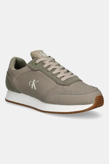 Tenisky Calvin Klein Jeans RUNNER SOCK LACEUP MG CANVAS zelená farba, YM0YM01217