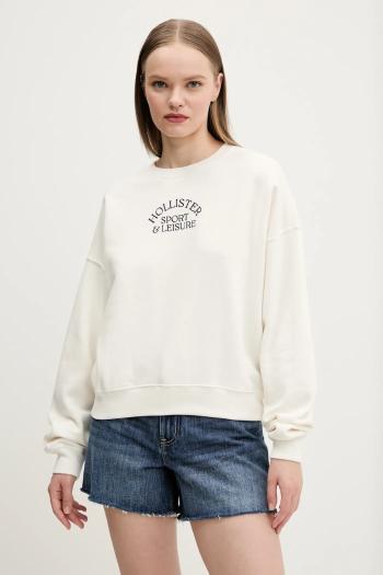Mikina Hollister Co. dámska, béžová farba, s nášivkou, KI352-5110