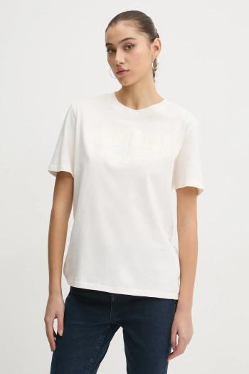 Tričko Tommy Jeans dámske, béžová farba, DW0DW19444