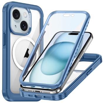 DUAL MAGSAFE Obojstranný ochranný kryt pre Apple iPhone 15 modrý