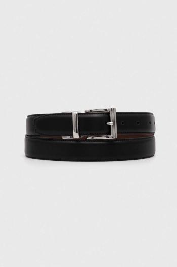 Obojstranný kožený opasok Polo Ralph Lauren pánsky, čierna farba, 405913735