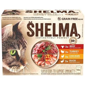 Shelma, kapsička pre mačky, 4 druhy mäsa, 12× 85 g (8595606406766)