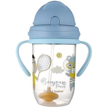 Canpol Babies nevylievací hrnček so slamkou a závažím Bonjour Paris 270 ml, modrý (5901691852839)
