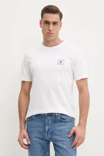 Bavlnené tričko Tommy Hilfiger pánske, biela farba, s potlačou, MW0MW38622