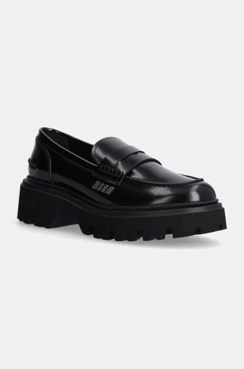 Kožené poltopánky MSGM dámske, čierna farba, na platforme, 3741MDS153 513
