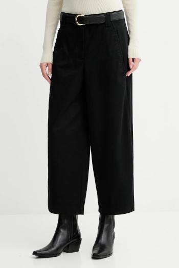 Nohavice Calvin Klein Jeans čierna farba, rovný strih, vysoký pás, LV044D662G