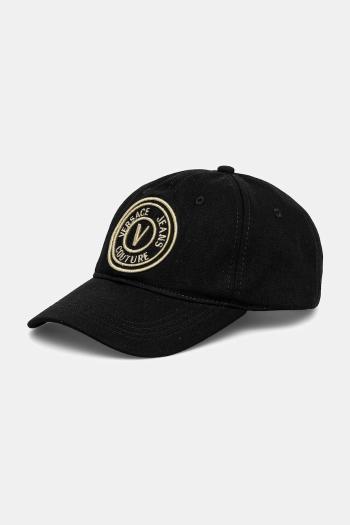 Bavlnená šiltovka Versace Jeans Couture čierna farba, s nášivkou, 78GAZK26 ZG366