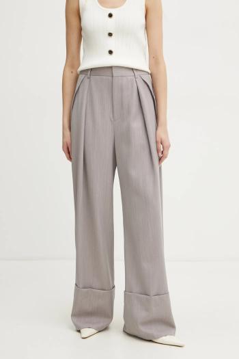 Vlnené nohavice Victoria Beckham fialová farba, široké, vysoký pás, 1125WTR006059A