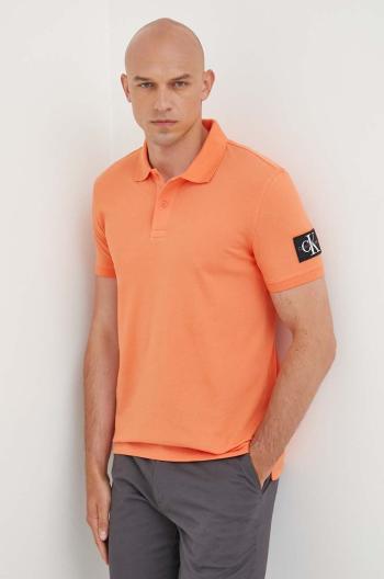 Bavlnené polo tričko Calvin Klein Jeans oranžová farba,jednofarebné,J30J323394