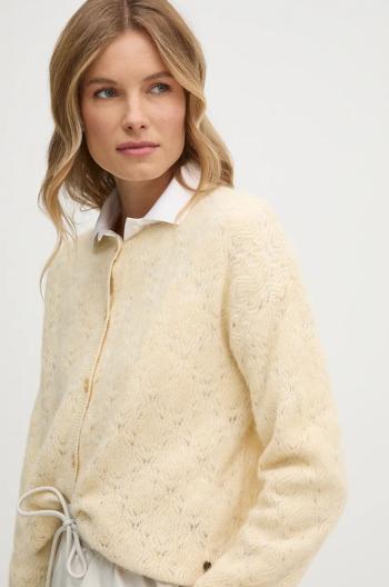 Kardigán s prímesou vlny Pepe Jeans HELEN CARDIGAN béžová farba, tenký, PL702228