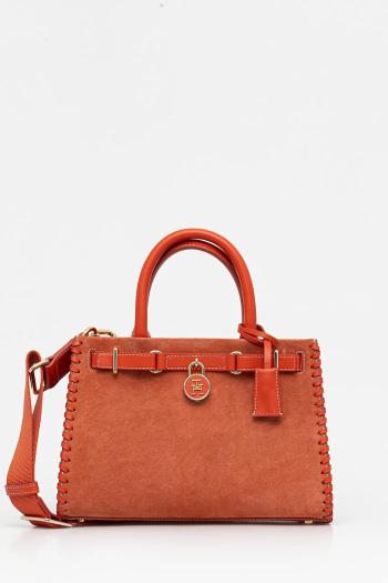 Semišová kabelka Tommy Hilfiger oranžová farba, AW0AW17469