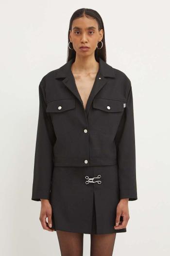 Bunda s prímesou vlny Moschino Jeans čierna farba, prechodná, 0506.8226
