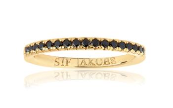 Sif Jakobs Pozlátený prsteň s čiernymi kubickými zirkónmi Ellera SJ-R2869-BK-YG 54 mm