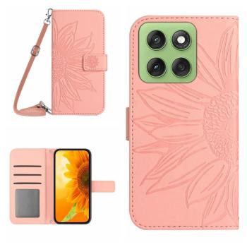ART SUNFLOWER Peňaženkový obal so šnúrkou pre Motorola Edge 60 svetloružový