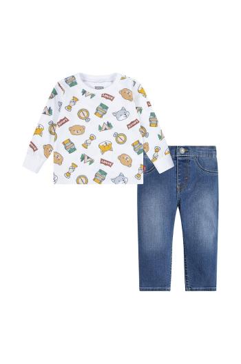 Detská súprava Levi's HIKING AOP TEE & PANT SET biela farba, 6EL477