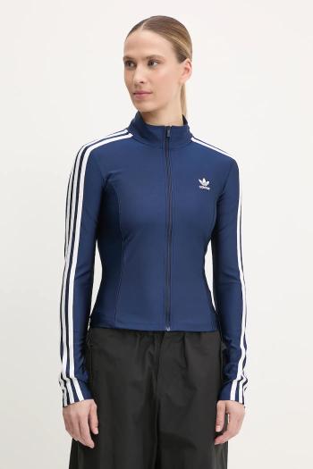 Mikina adidas Originals 3-Stripes dámska, tmavomodrá farba, s nášivkou, JD5023