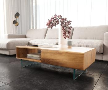 Konferenčný stolík Nový 115x60x38 cm prírodná akácia 2 zásuvky 1