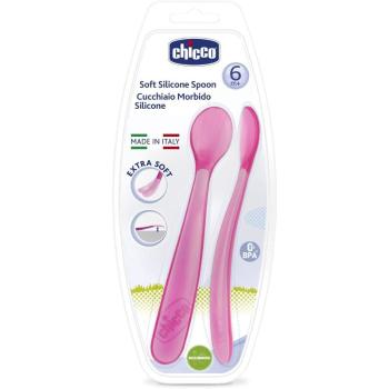 Chicco Soft Silicone lyžička 6m+ Pink 2 ks