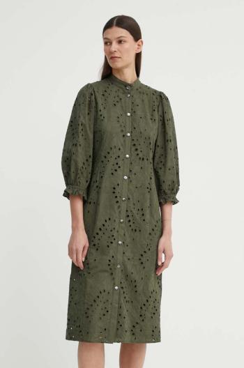 Bavlnené šaty Bruuns Bazaar ArgyreiaBBMoniika dress zelená farba, mini, rovný strih, BBW3916