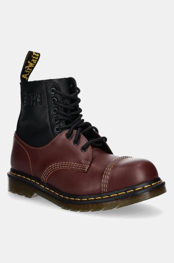 Kožené členkové topánky MM6 Maison Margiela MM6 Maison Margiela x Dr. Martens dámske, bordová farba, na plochom podpätku, S66WU0125.P8029