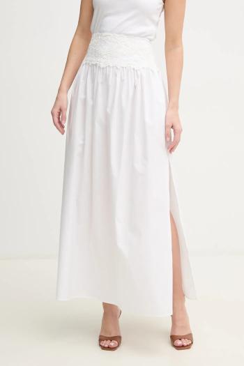 Bavlnená sukňa Ermanno Scervino biela farba, maxi, rovný strih, D464O605OVZ