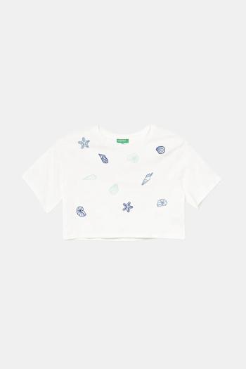 Detské bavlnené tričko United Colors of Benetton biela farba, 3096C10PC