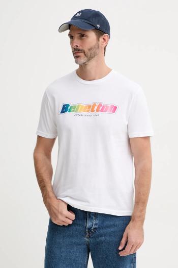 Bavlnené tričko United Colors of Benetton pánske, fialová farba, s potlačou, 3I1XU1096
