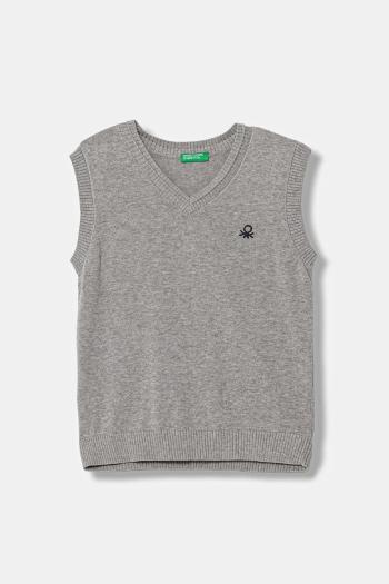 Detská bavlnená vesta United Colors of Benetton šedá farba, ľahká, 120YC400O