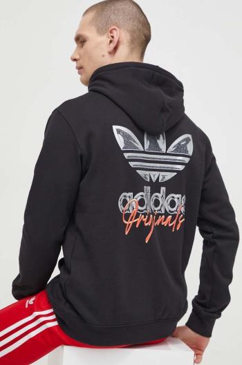 Bavlnená mikina adidas Originals Trefoil Hoodie pánska, čierna farba, s kapucňou, s potlačou, IM9678