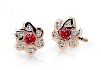 Cutie Jewellery Detské náušnice z ružového zlata C2149-30-X-4 červená