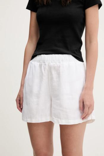 Ľanové šortky Superdry béžová farba, jednofarebné, vysoký pás, W7110450A-04C