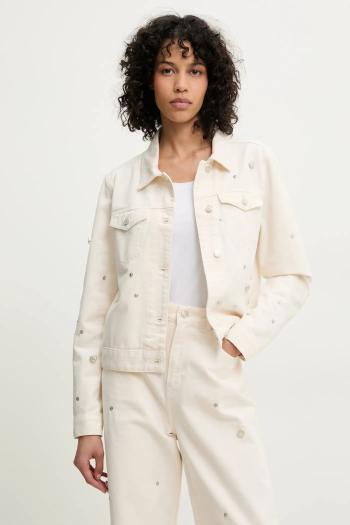 Bavlnená bunda Moschino Jeans béžová farba, prechodná, 0507 3718