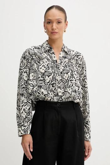 Košeľa Tommy Hilfiger čierna farba, voľný strih, s klasickým golierom, WW0WW45899