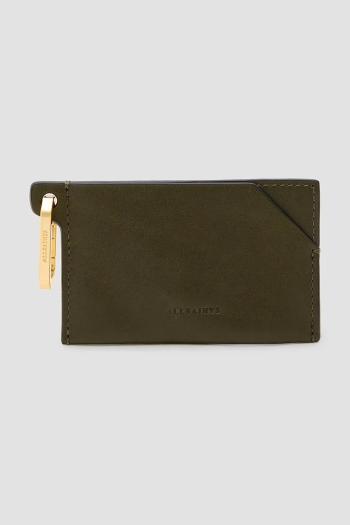 Kožené puzdro na karty AllSaints HEX CARDHOLDER zelená farba, W398XB