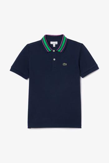 Detská bavlnená polokošeľa Lacoste tmavomodrá farba, jednofarebný, PJ8402