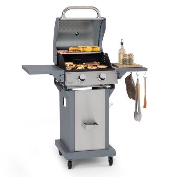 Klarstein Lucifer 2, gázgrill, 2 x 3,6 kW-os égő, 45 x 45 cm-es grill, rozsdamentes acél, mozgatható