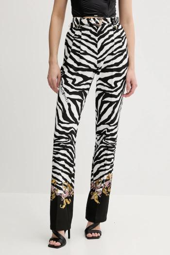 Nohavice Versace Jeans Couture čierna farba, rovný strih, vysoký pás, 78HAA1P1 NS641