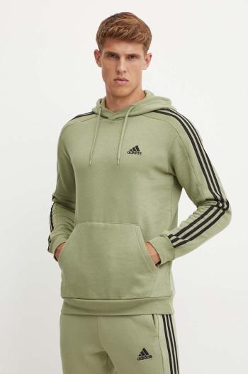 Mikina adidas Essentials pánska, zelená farba, s kapucňou, s nášivkou, JI6425