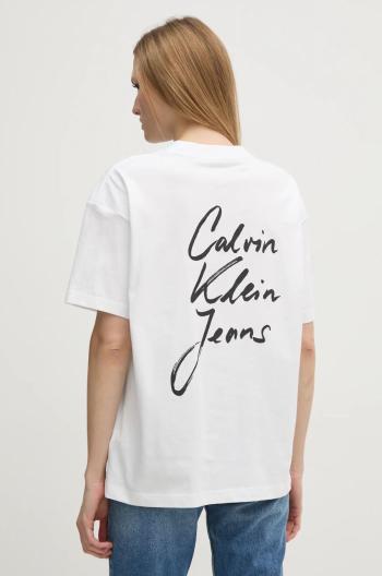 Bavlnené tričko Calvin Klein Jeans dámske, biela farba, J20J225113