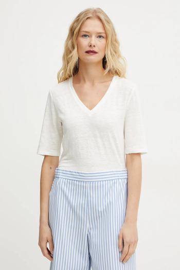 Ľanové tričko Weekend Max Mara dámske, biela farba, 2515941012600