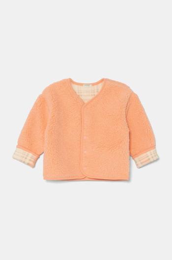 Detská fleecová mikina United Colors of Benetton oranžová farba, vzorovaná, 3EKNA501G
