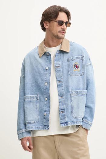 Rifľová bunda Tommy Jeans prechodná, oversize, DM0DM21049