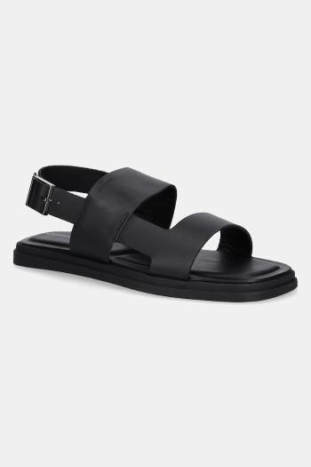 Kožené sandále Calvin Klein BACK STRAP W/ BUCKLE čierna farba, HM0HM01736